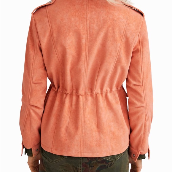 Desigual Straight Multi Pocket Jacket, Salmon, Size Small - Picture 4 of 10
